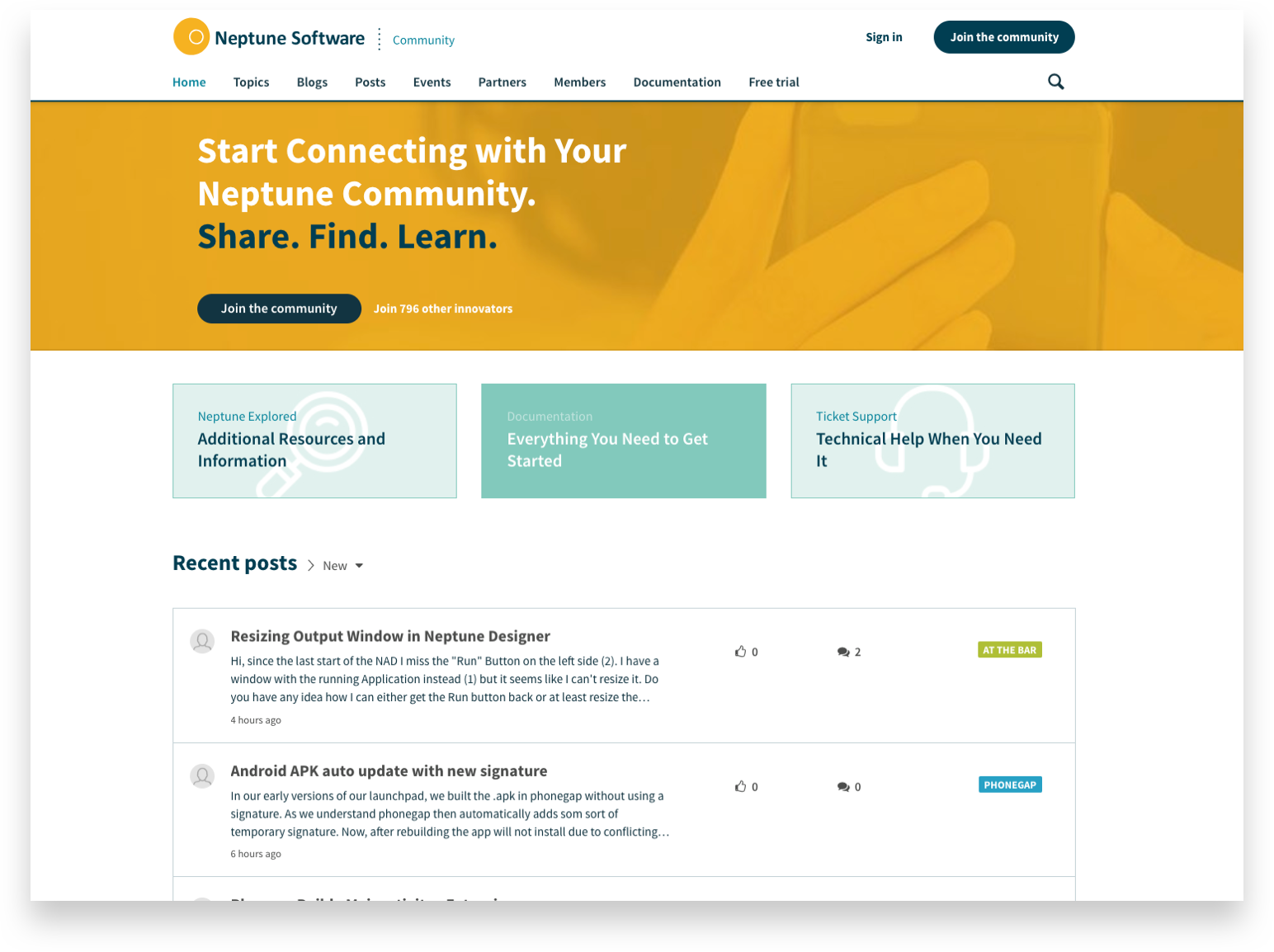 The Neptune Software community homepage.